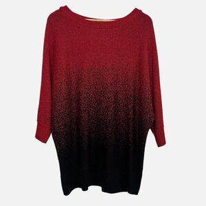 Women's 3X Red Black Metallic Stretch Half Sleeve PLUS Ombre Work Casual Top